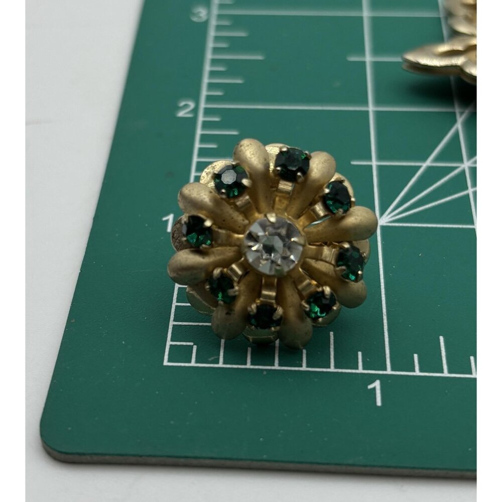 1950s Goldtone Rhinestone Brooch Earrings Compact-Very RARE - Picture 12 of 14
